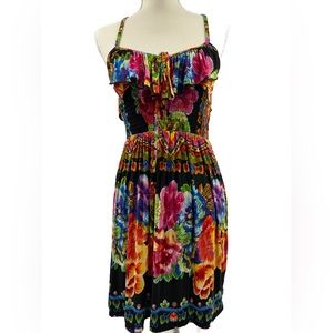XXI Open Multi-color Floral Ruffle Boho Hawaiian Dress Size Small